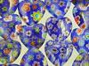 Blue Heart Lampwork Beads with Flowers