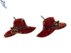 Red Hat Earrings with Rhinestone