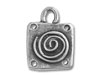 Silver Square with Spiral Charm