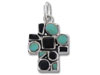 Sterling Silver Cross with Black Onyx and Turquoise Stones