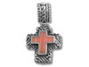 Silver Pink Coral Cross Pendant