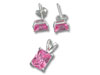 Silver Pink CZ Pendant and Earring Set