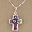 Multi-Color Flower Cross Pendant