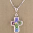 Multicolor Flower Cross Pendant