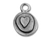 Sterling Silver Round Heart Charm