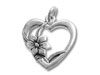 Silver Heart with Flower Charm