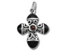 Sterling Silver Cross with Onyx and Garnet