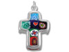 Sterling Silver Italian Murano Cross with Red Heart