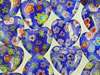 Blue Heart Lampwork Beads with Flowers