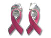 Pink Enamel Cancer Ribbon Stud Earrings