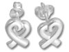 Plain Silver Heart Ribbon Stud Earring