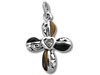 Sterling Silver Cross with Tiger Eye, Onyx, Clar Heart Charm