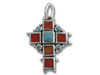 Sterling Silver Cross with Coral and Turquoise