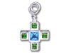 Sterling Silver Cross with Peridot and Aqua Cubic Zirconia
