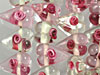 Pink and Clear Rose Heart Glass Beads