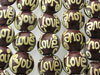 Brown 'Love You' Circular Style Glass Beads