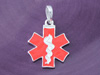 Silver Red Enamel Medical ID Charm