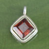 6mm Square Garnet Charm