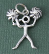 Silver Cheerleader/Pom Pom Charm