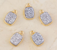 Small Silver Druzy Rectangle Pendant