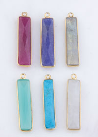 Short Gemstone Bar Pendant