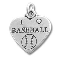 I Love Baseball Heart Charm