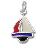 Sterling Silver Enamel Sailboat Charm
