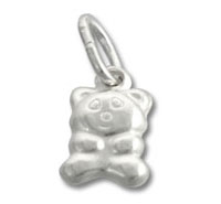 Silver Hollow Puffed Bear Charm