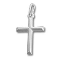 Silver Hollow Puffed Cross Charm