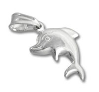 Silver Hollow Puffed Dolphin Charm