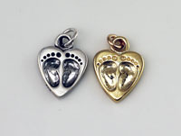 Feet in a Heart Charm