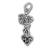 Flowers with Mom Heart Charm