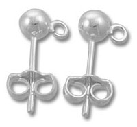 Silver Post Earrings with Ring