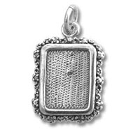 Sterling Silver Oxidized Rectangular Photo Frame Charm