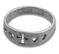 Cross with 2 Hearts Ring