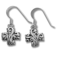 Filigree Design Cross Earrings