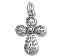 Filigree Teardrop Cross Charm