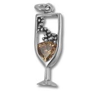 Champagne Glass and Stone Charm