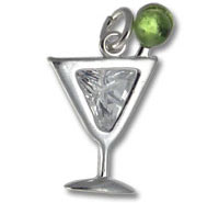 Martini Glass and Stone Charm