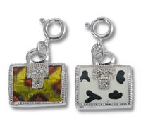 Enamel Purse Charm with Crystal Stone