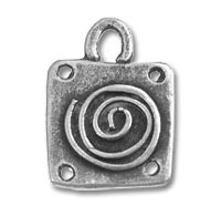 Silver Square with Spiral Charm