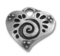 Silver Heart Spiral Charm