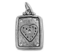 Silver Rectangle with Heart Charm