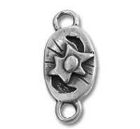 Silver Star in a Oval Disc Link Charmv