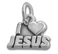 Sterling Silver I Love Jesus Phrase Charm