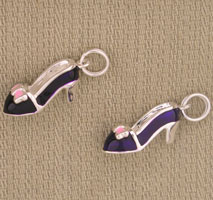 Black Enamel High Heel with Pink Bow