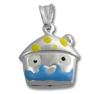Sterling Silver Enamel Puffed House Charm