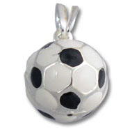 13mm Sterling Silver Enamel Puffed Soccer Ball
