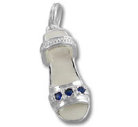 High Heel Charm with Blue Cubic Zirconia