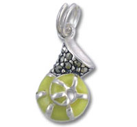Yellow Seashell with Marcasite Stone Charm